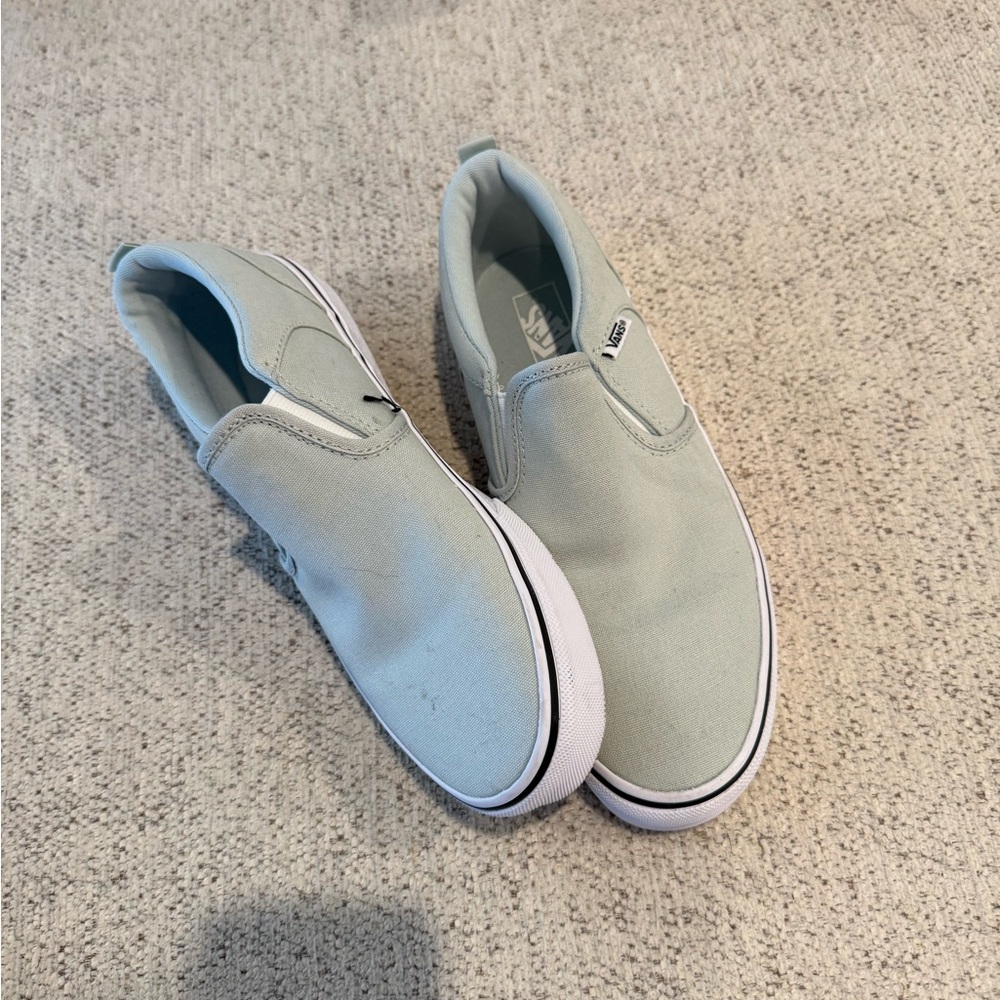 Vans Women's Light Green Slip-On Sneakers